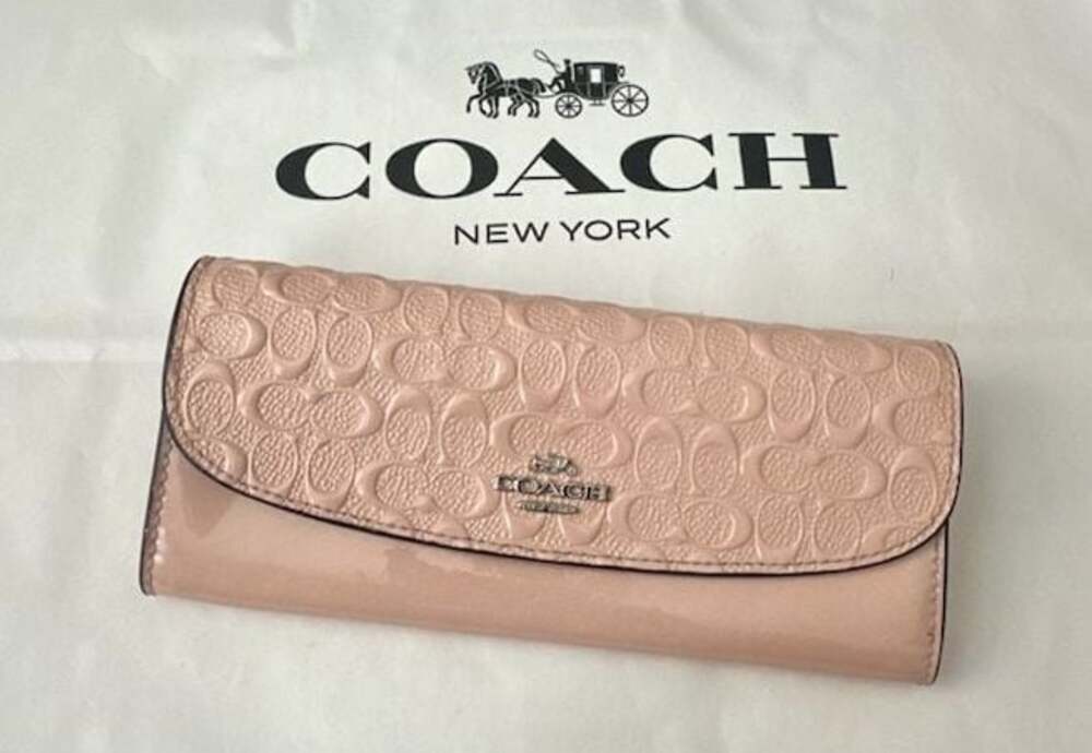Coach Signature Patent Leather Slim Envelope Wallet